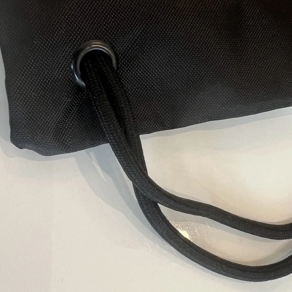 BALENCIAGA BLACK  NYLON DRAW STRING BACKPACK BAG 19x14 inc. - Picture 7 of 8